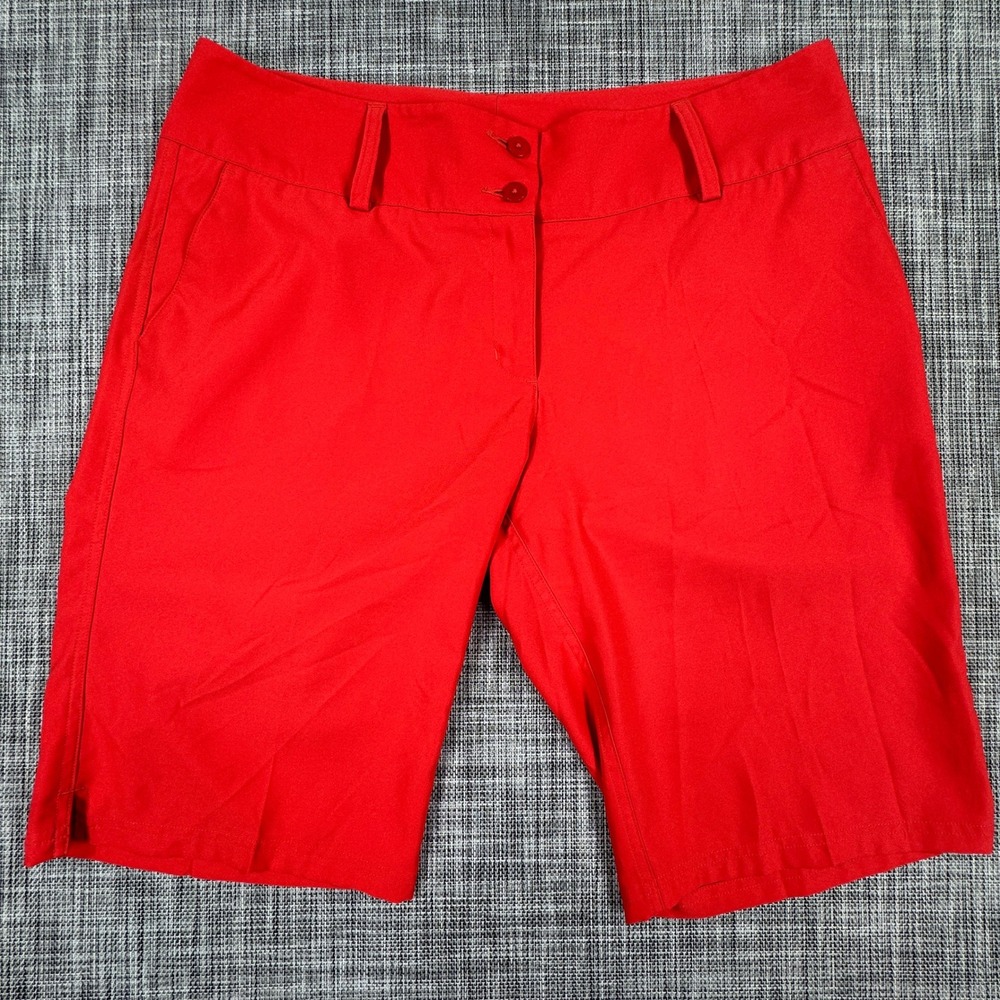 Adidas Women's 14 Red ClimaLite Golf Bermuda Shorts Performance Stretch Athletic